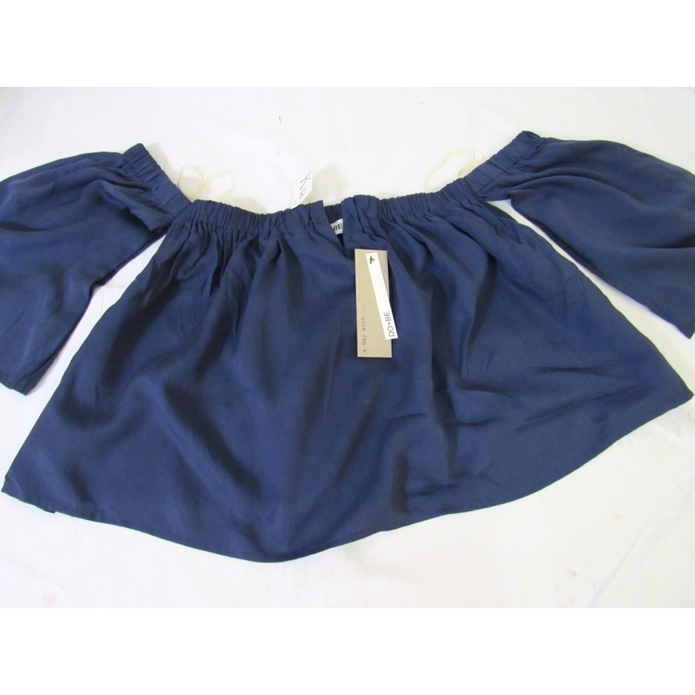 Do + Be Off The Shoulder Top Blue Size M Women's Tencel Short Sleeve Crop Top
